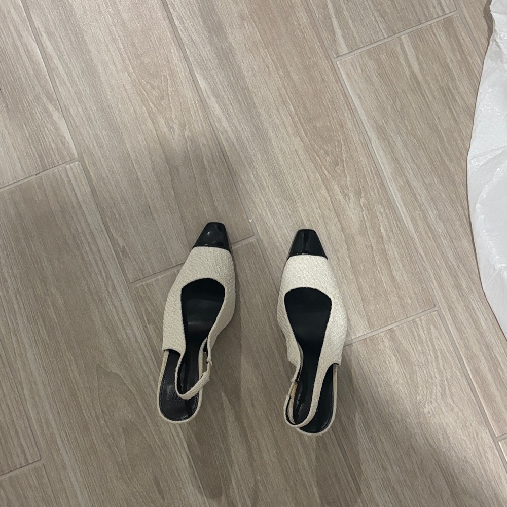 H&M Black and Cream Slingback Heels